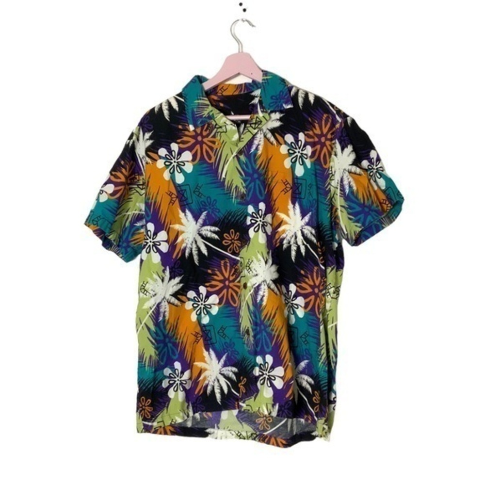 tropical short sleeve button Hawaiian max boy floral festival‎ shirt XL